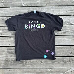 Black‎ cotton Royal Bingo graphic tee with multi-coloured accents